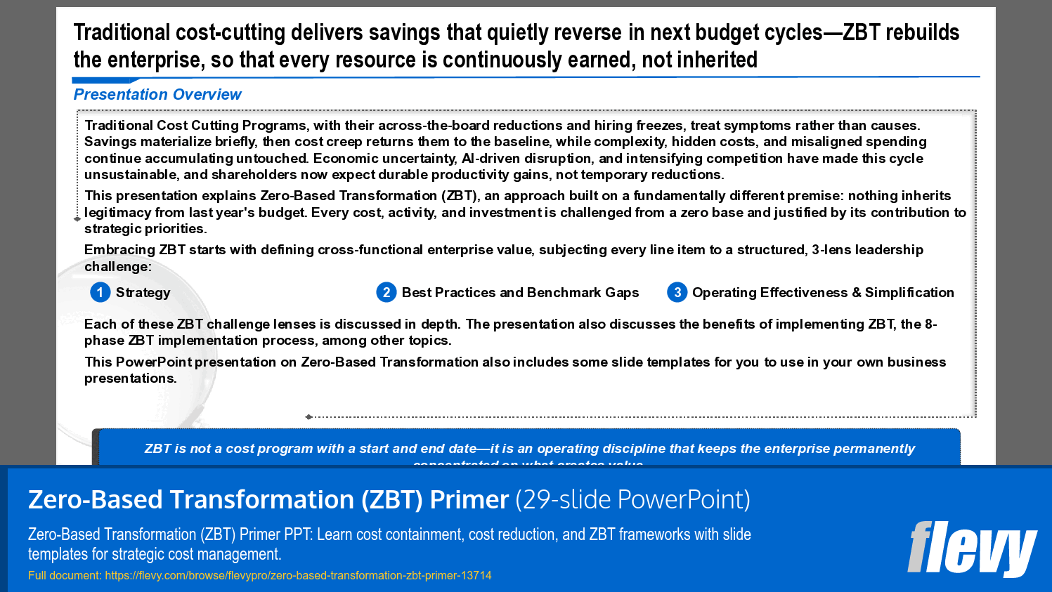 Zero-Based Transformation (ZBT) Primer (29-slide PPT PowerPoint presentation template (PPTX)) Preview Image