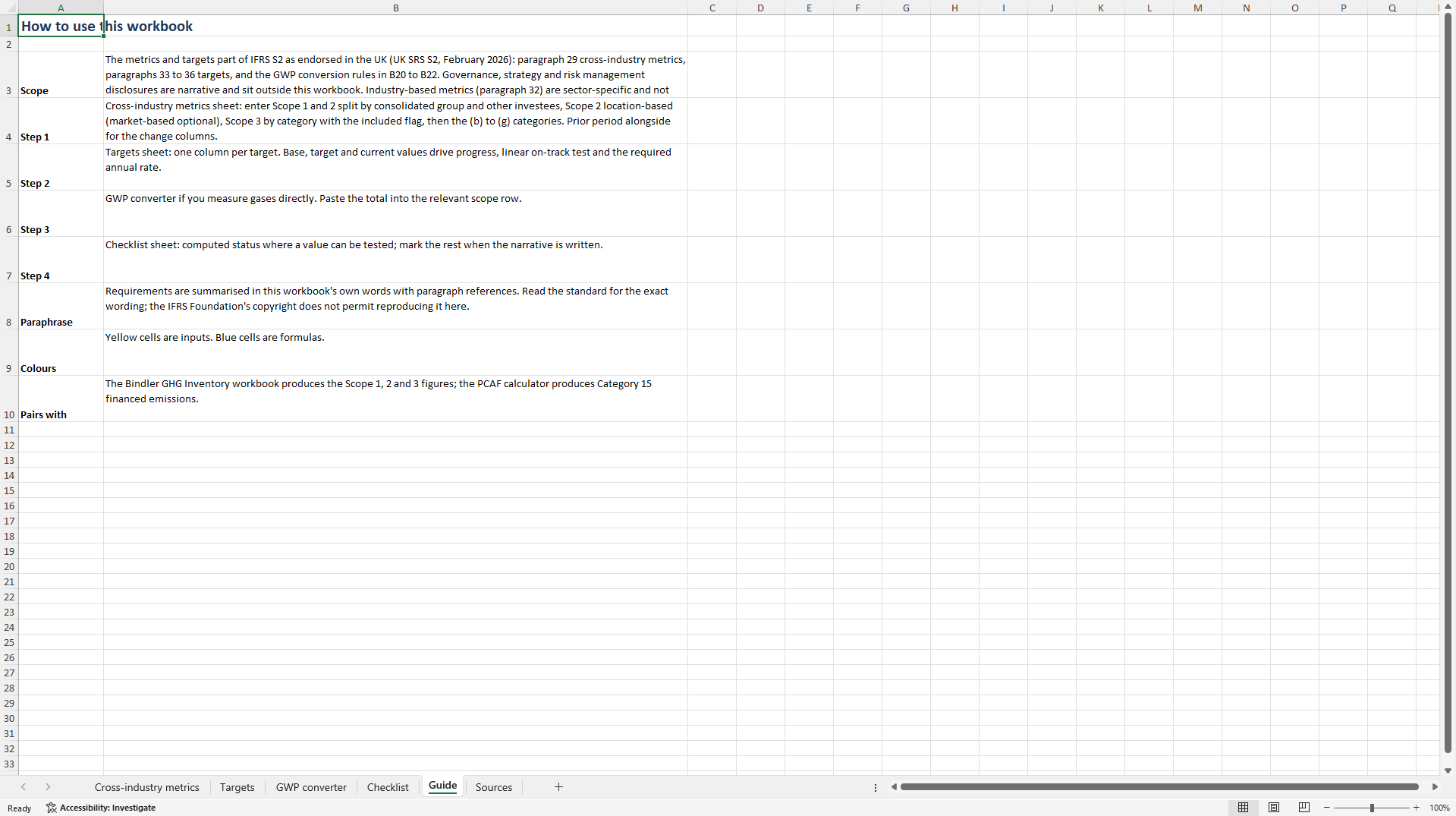 IFRS S2/UK SRS S2 Climate Disclosure: Metrics & Targets (Excel template (XLSX)) Preview Image