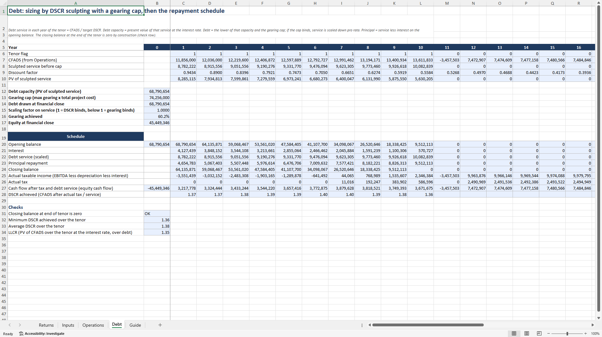 BESS Project Finance (Tolling Then Merchant, Degradation) (Excel template (XLSX)) Preview Image