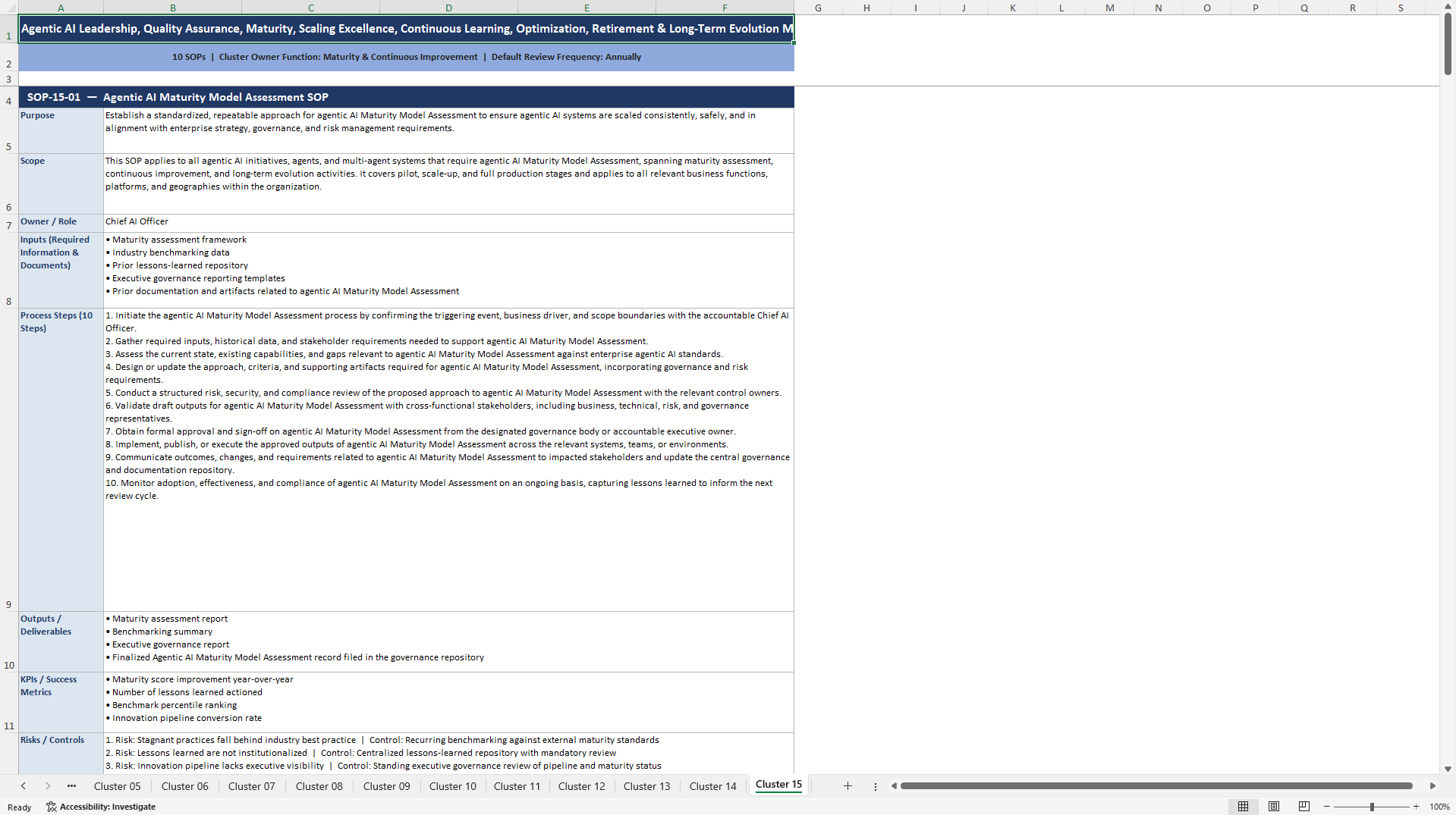 100+ Scaling Agentic AI SOPs (Excel template (XLSX)) Preview Image