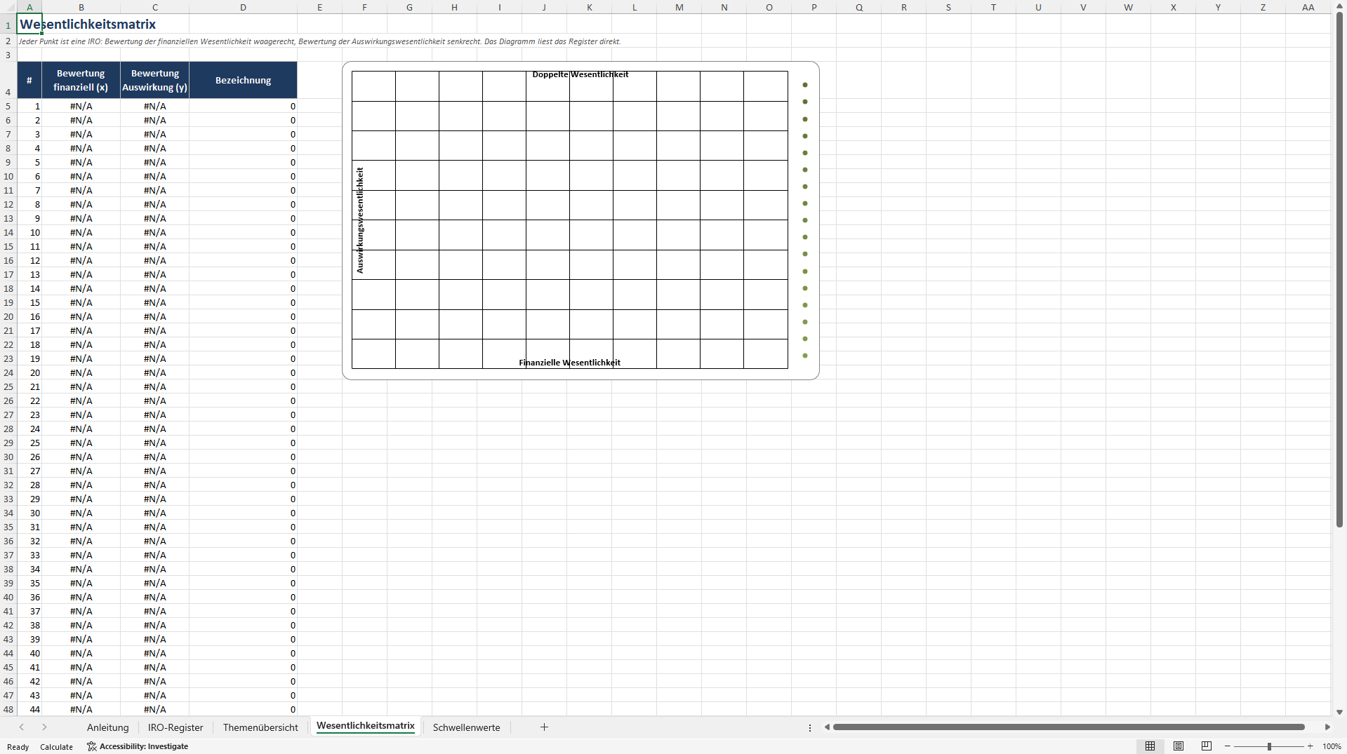 CSRD Doppelte Wesentlichkeitsanalyse: IRO-Register (Excel template (XLSX)) Preview Image