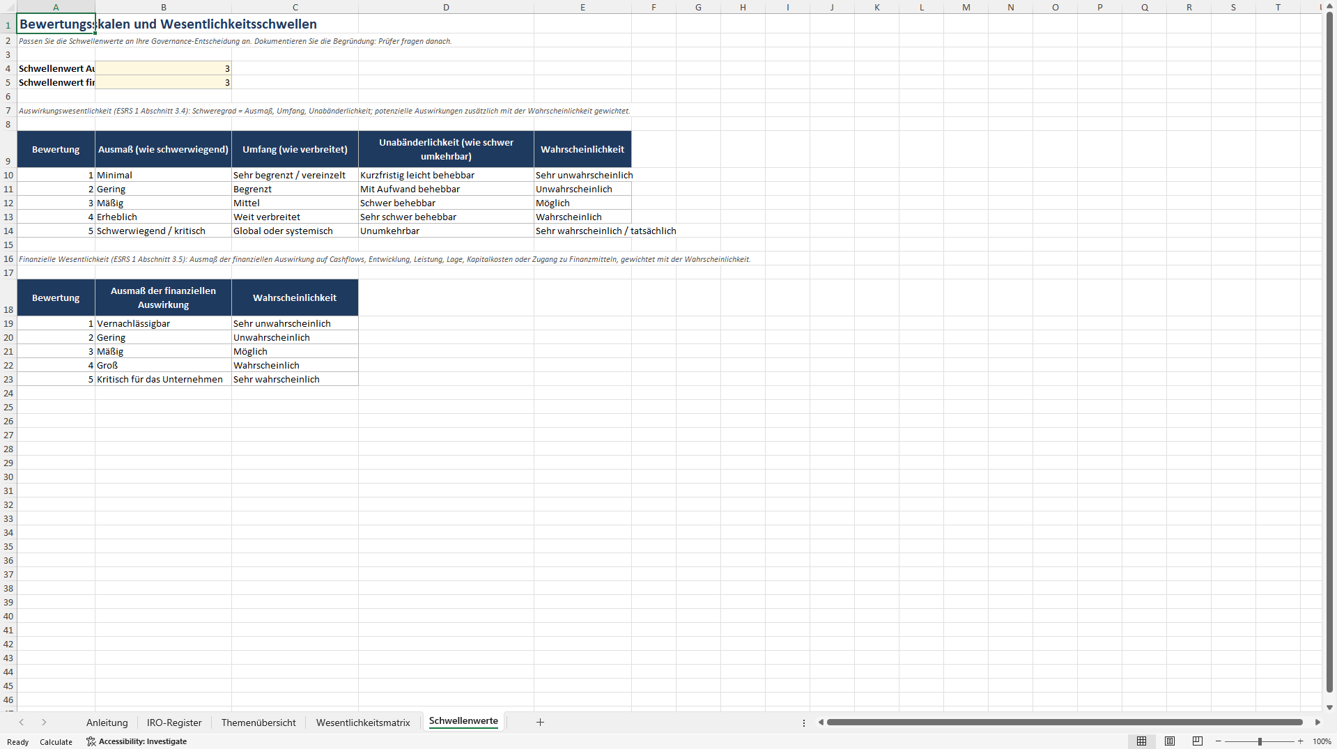 CSRD Doppelte Wesentlichkeitsanalyse: IRO-Register (Excel template (XLSX)) Preview Image