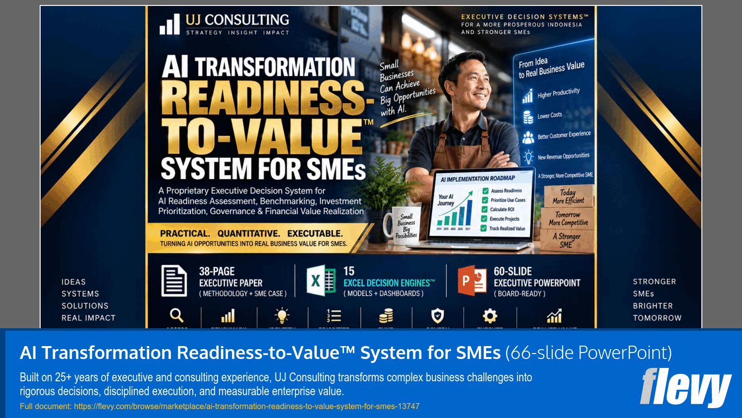 AI Transformation Readiness-to-Value™ System for SMEs (66-slide PPT PowerPoint presentation template (PPTX)) Preview Image