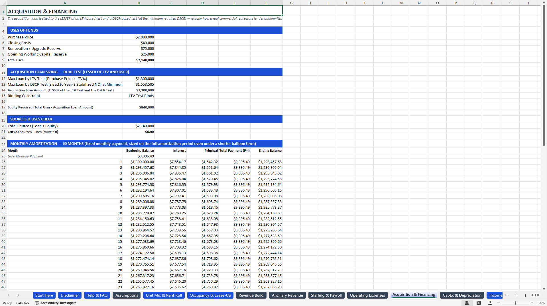Self-Storage Facility Financial Model (Excel template (XLSX)) Preview Image