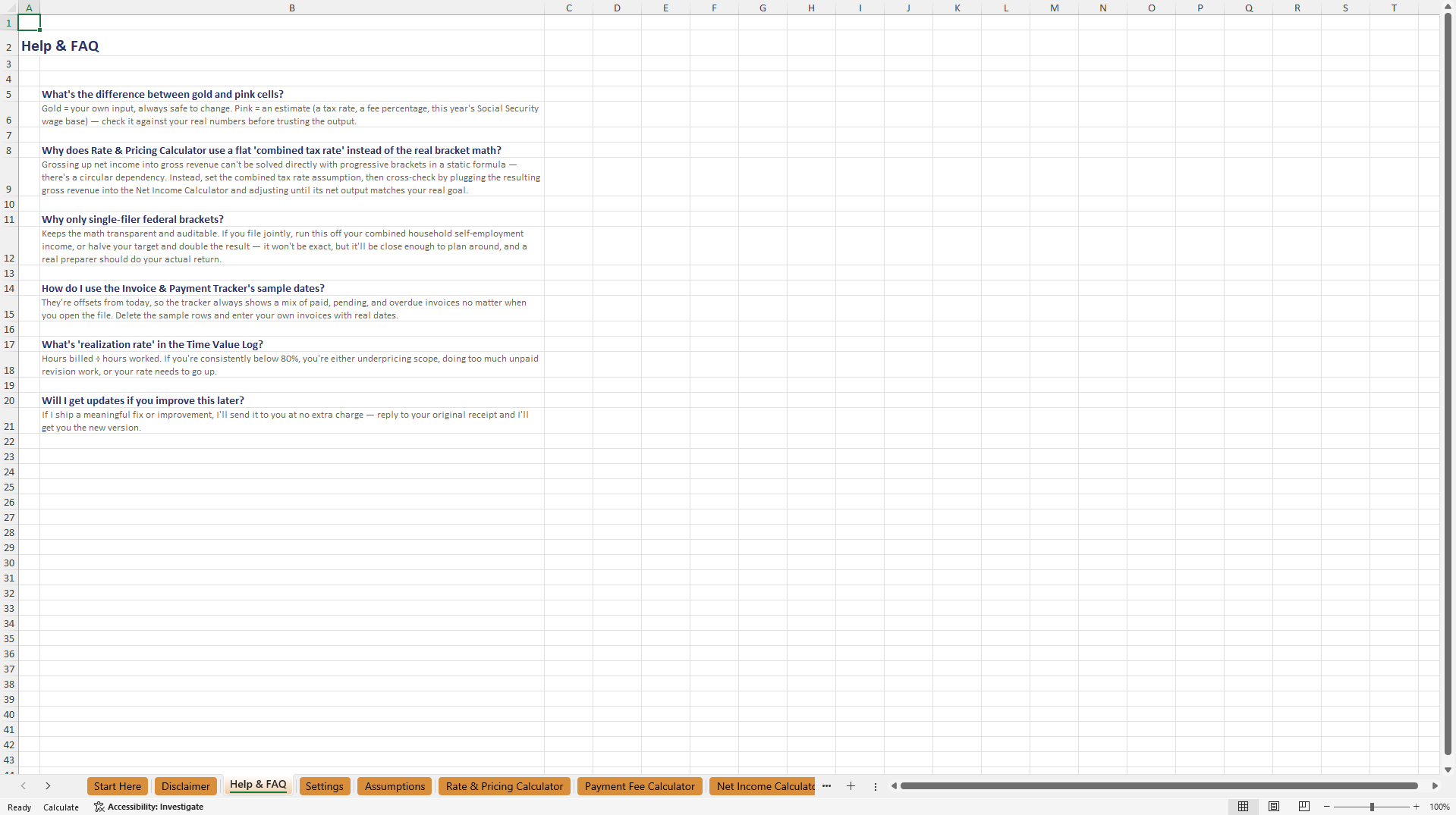 Freelancer Finance Toolkit (Excel template (XLSX)) Preview Image