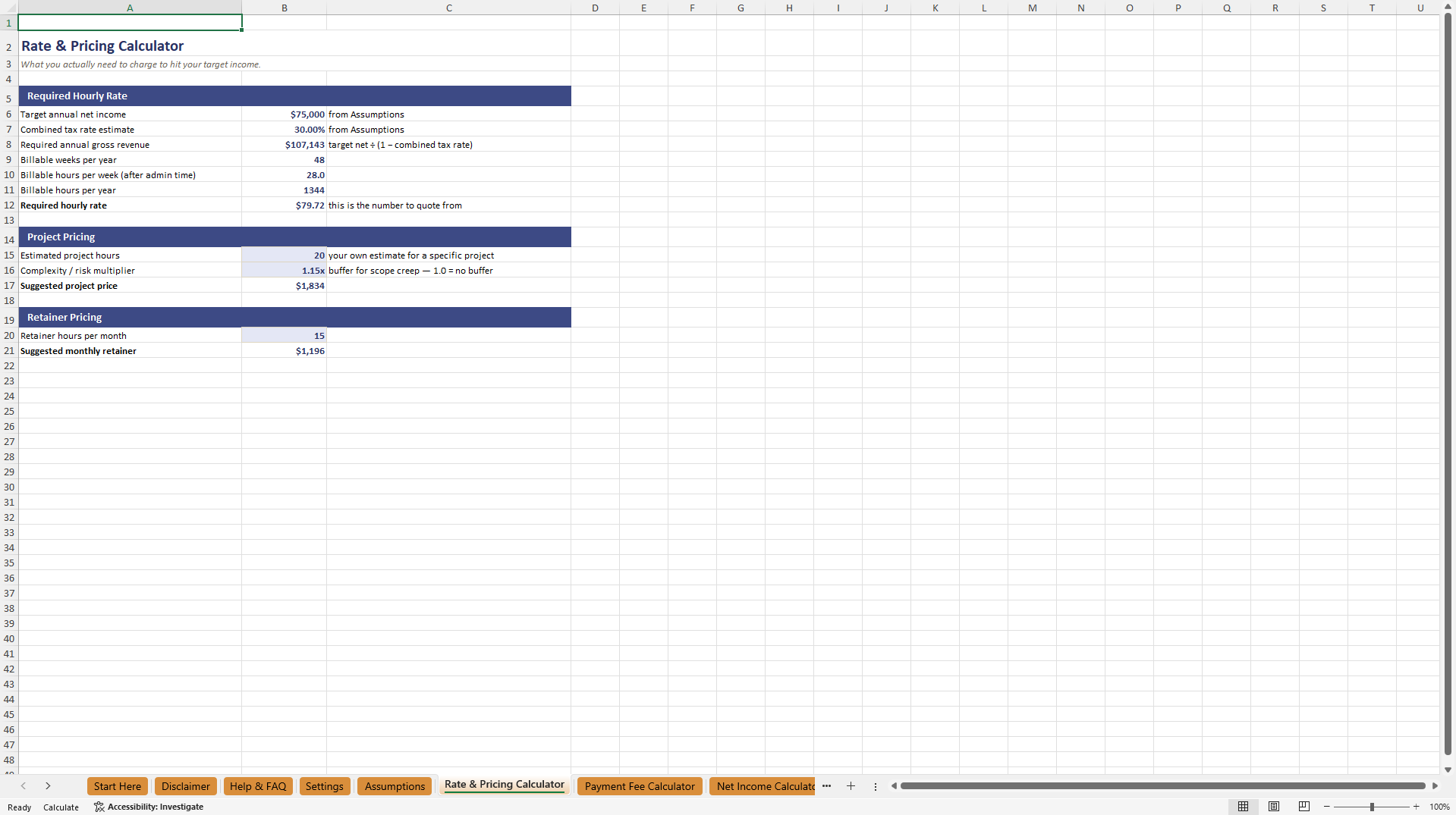 Freelancer Finance Toolkit (Excel template (XLSX)) Preview Image