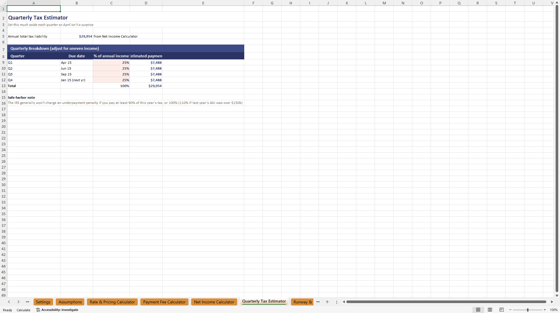 Freelancer Finance Toolkit (Excel template (XLSX)) Preview Image