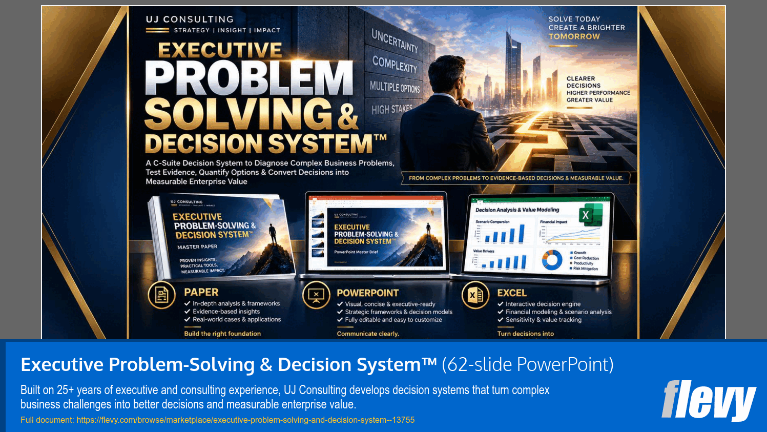 Executive Problem-Solving & Decision System™ (62-slide PPT PowerPoint presentation template (PPTX)) Preview Image