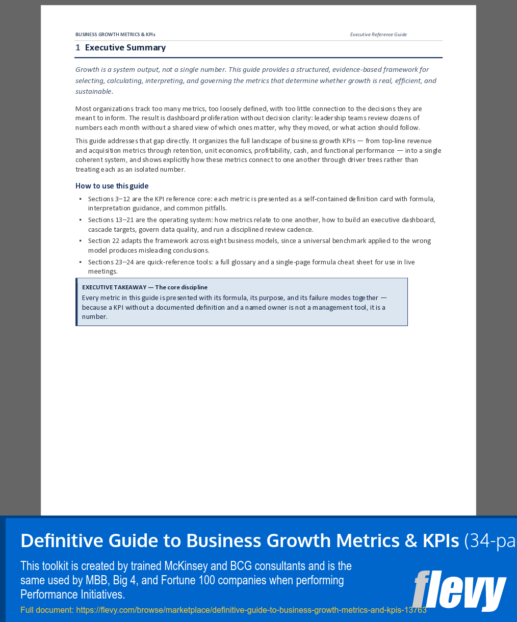 Definitive Guide to Business Growth Metrics & KPIs (34-page Word document) Preview Image