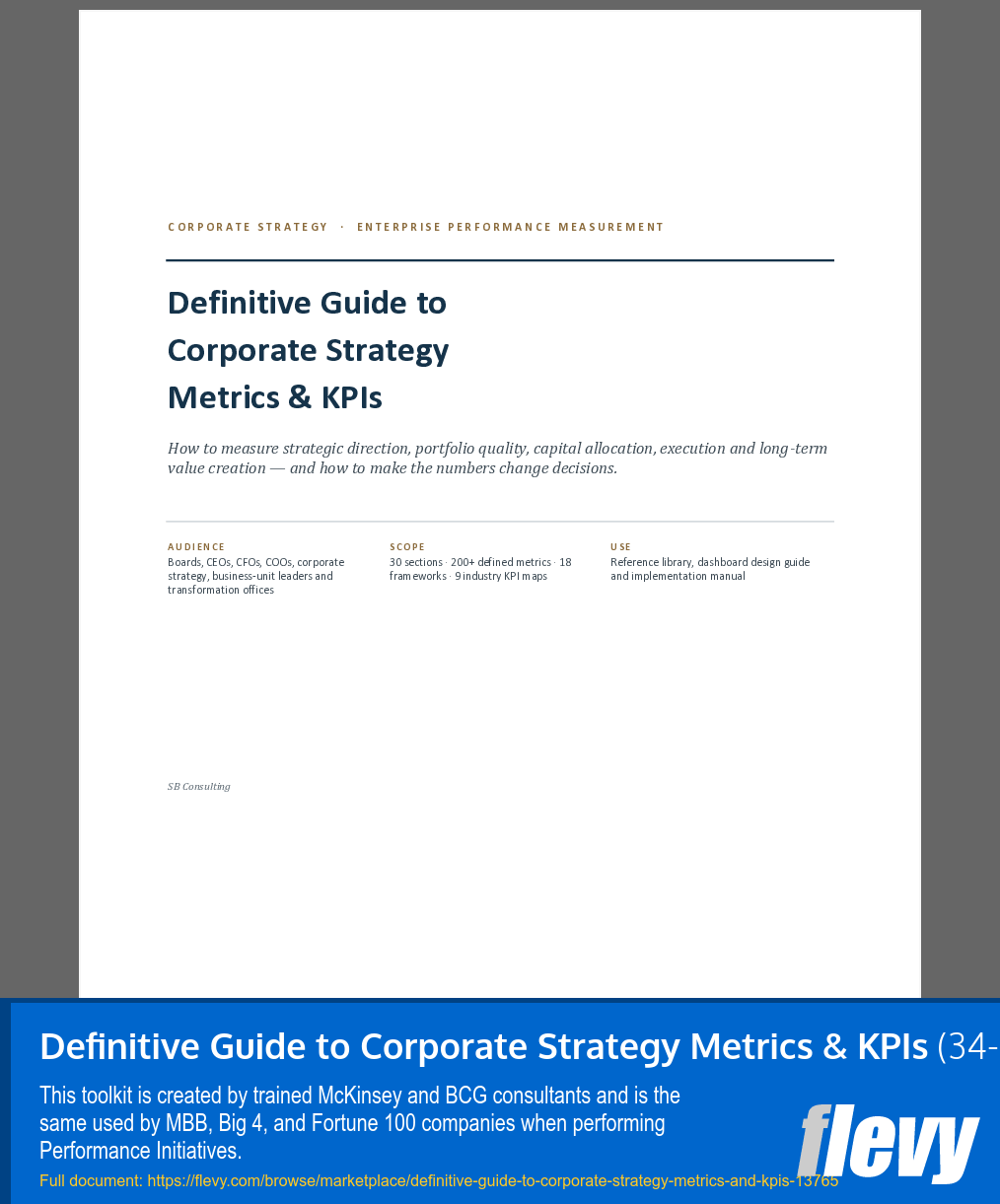 Definitive Guide to Corporate Strategy Metrics & KPIs (34-page Word document) Preview Image