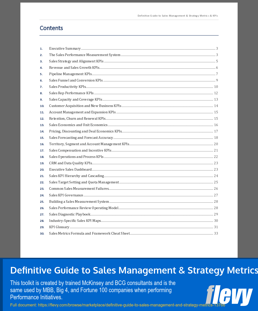 Definitive Guide to Sales Management & Strategy Metrics (33-page Word document) Preview Image
