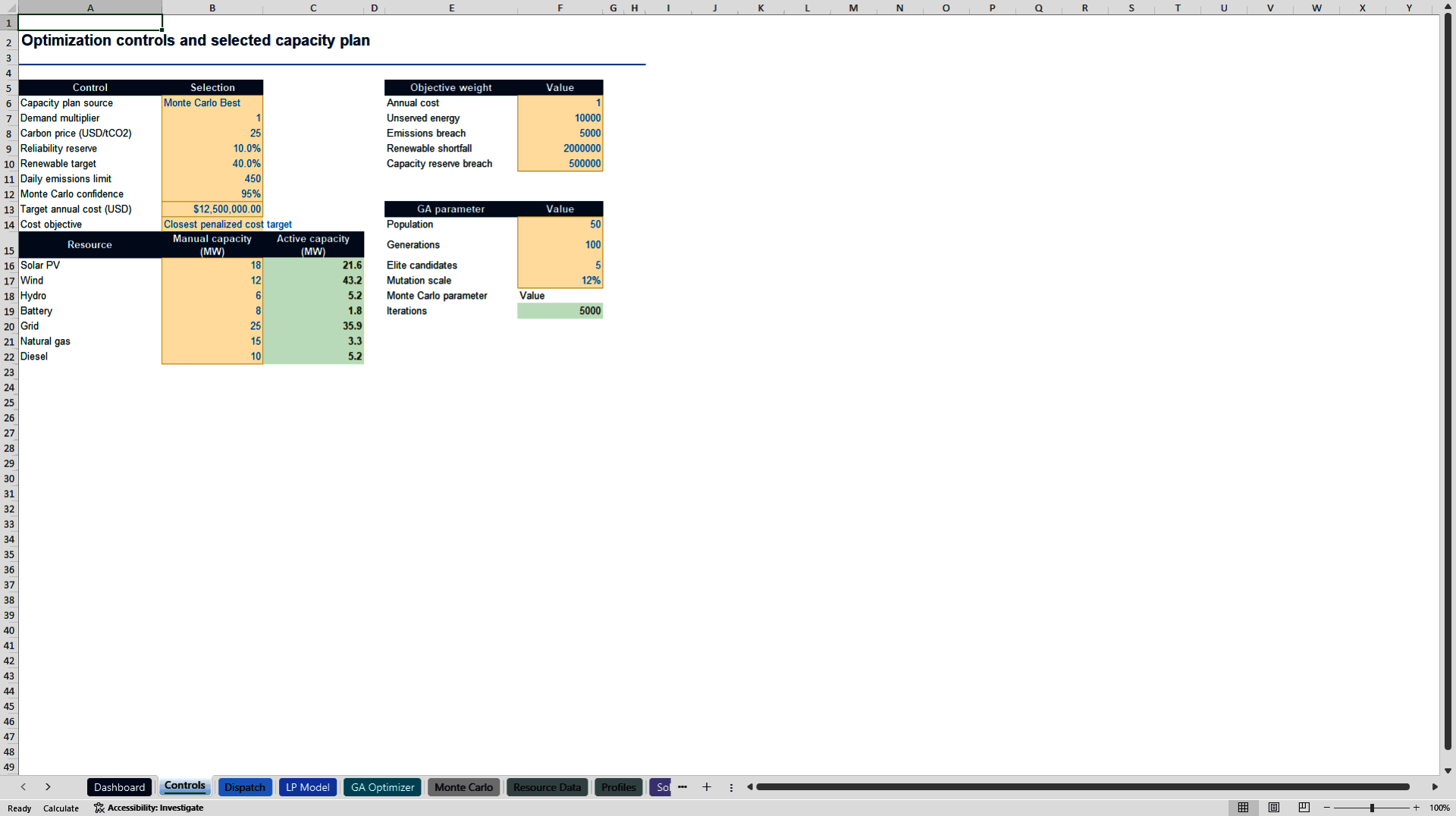 Mine Energy Optimization Model (Excel template (XLSX)) Preview Image