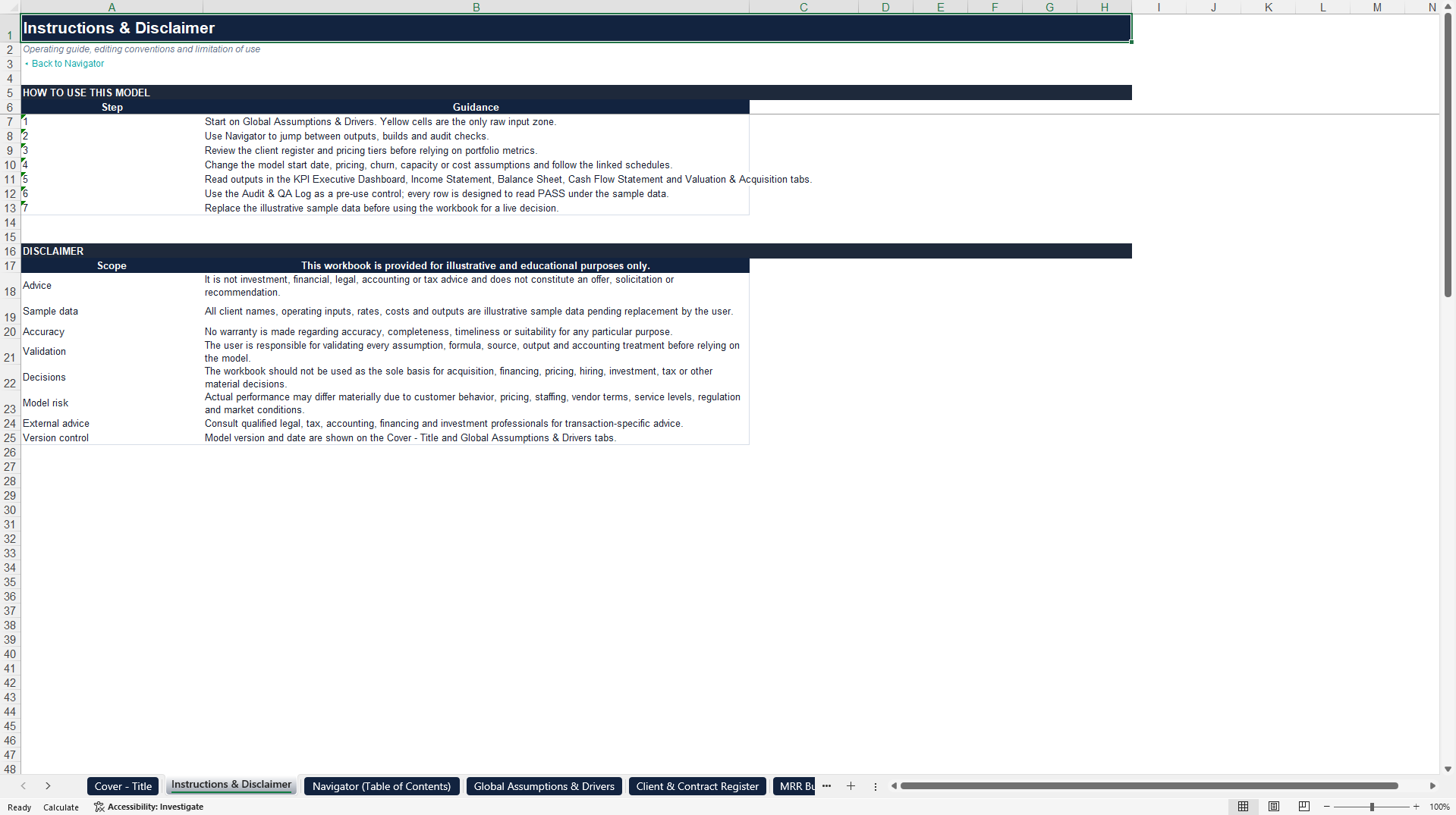 MSP / MSSP 60-Month Financial Model & Valuation (Excel template (XLSX)) Preview Image