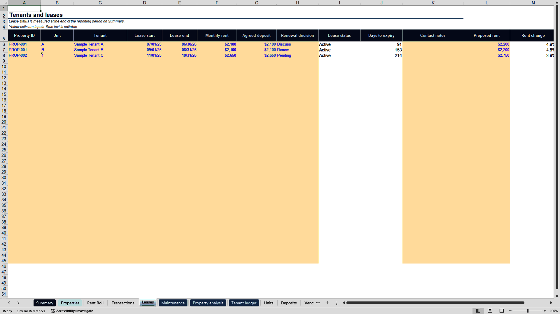 Rental Property Tracker (Excel template (XLSX)) Preview Image