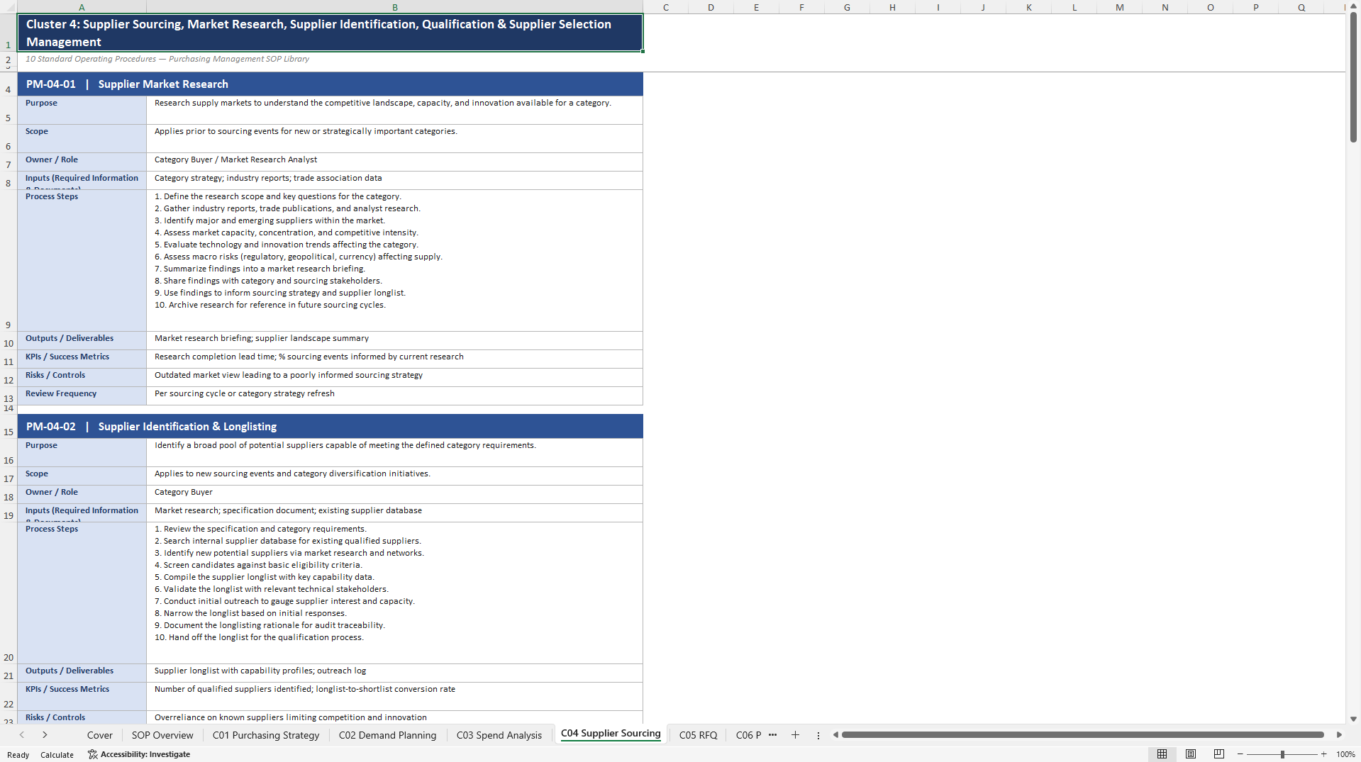 100+ Purchasing Management SOPs (Excel template (XLSX)) Preview Image