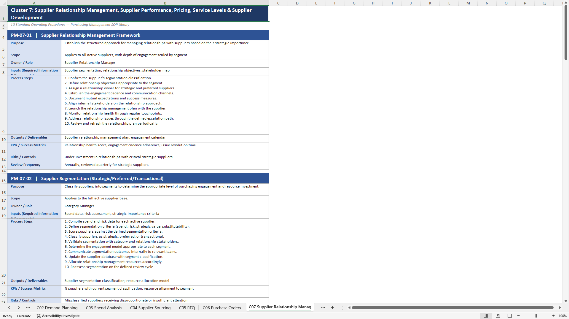 100+ Purchasing Management SOPs (Excel template (XLSX)) Preview Image