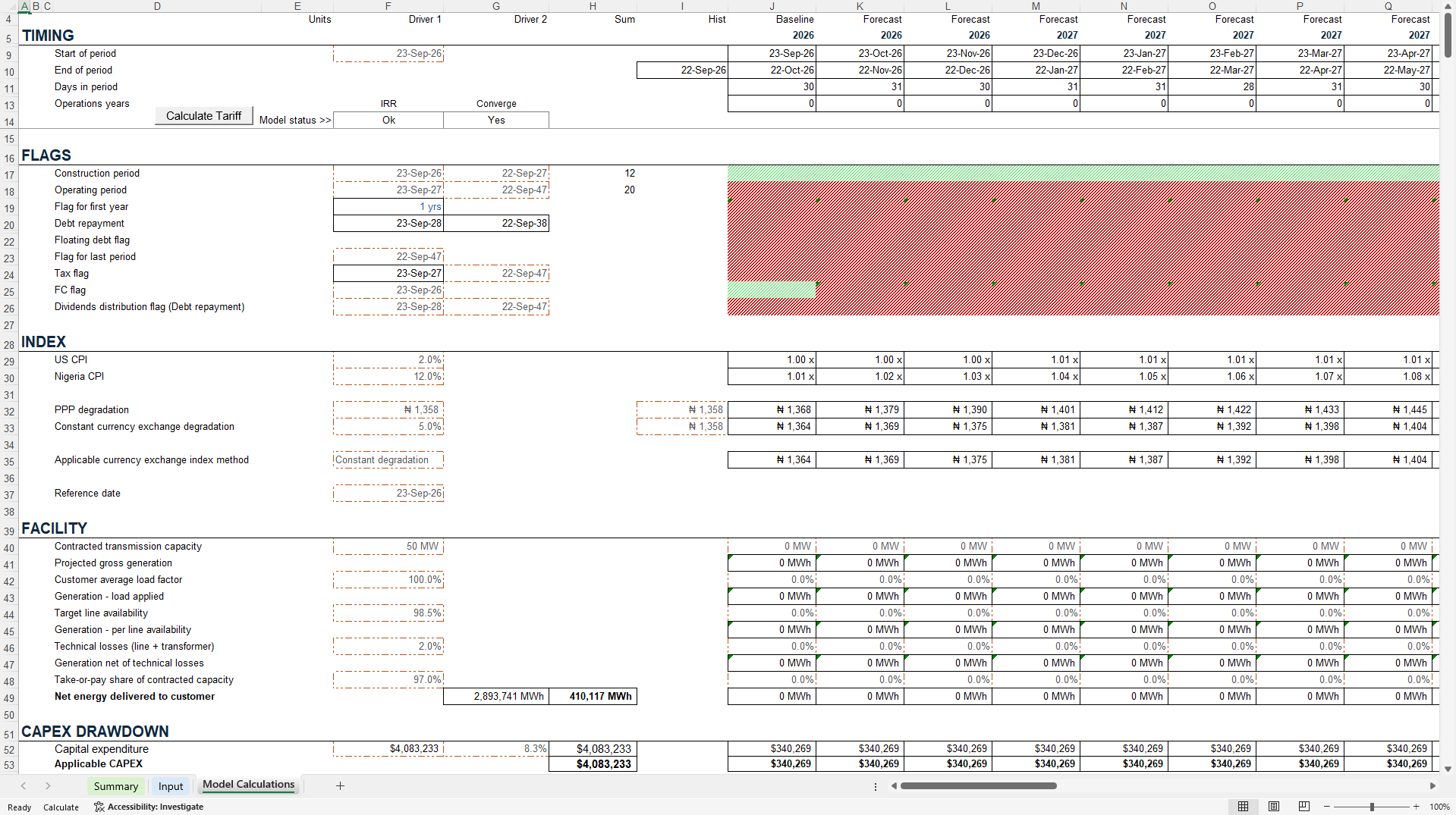 Cost Recovery Financial Model: Electricity Trading (Excel template (XLSM)) Preview Image