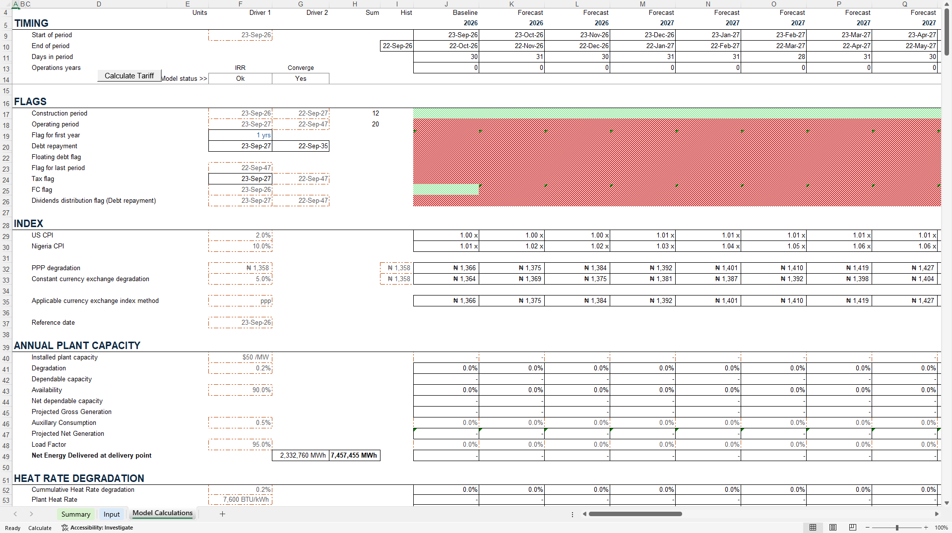 Gas-Fired Power Project Financial Model (Excel template (XLSM)) Preview Image