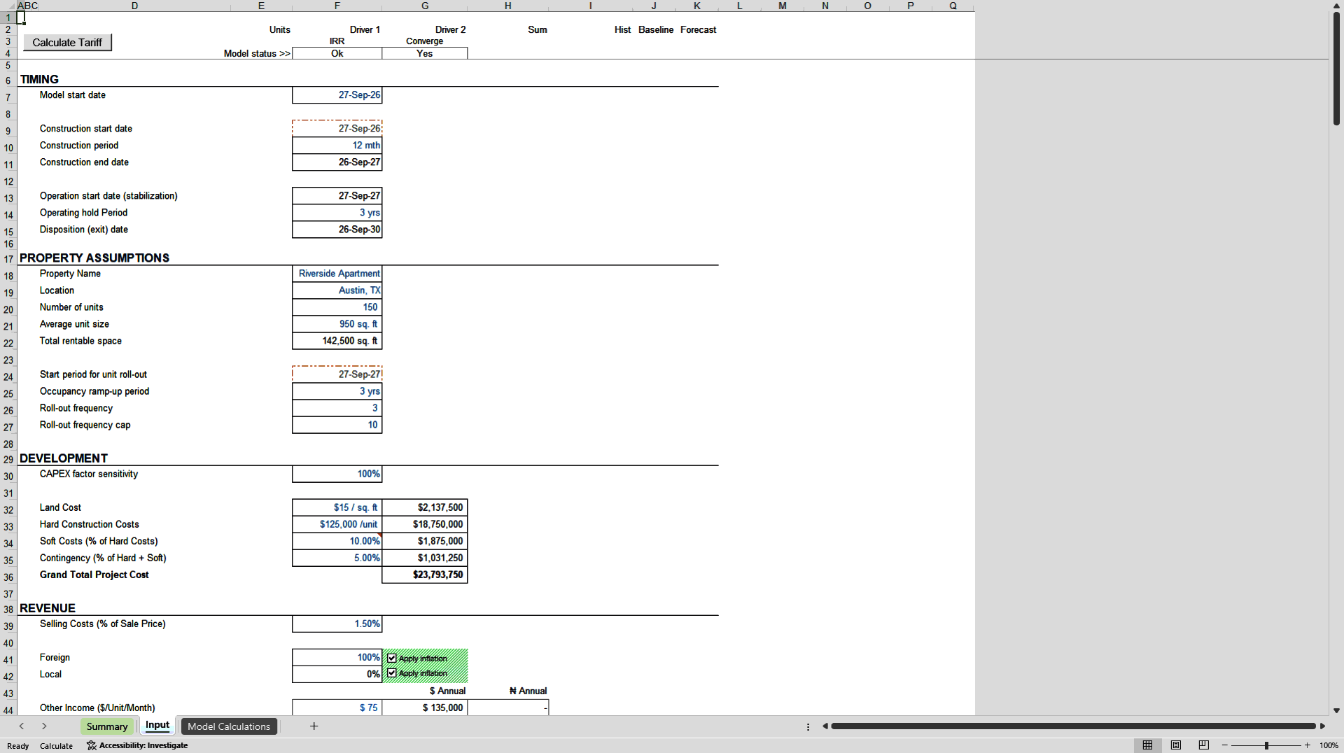 Real Estate Development Financial Model (Excel template (XLSM)) Preview Image