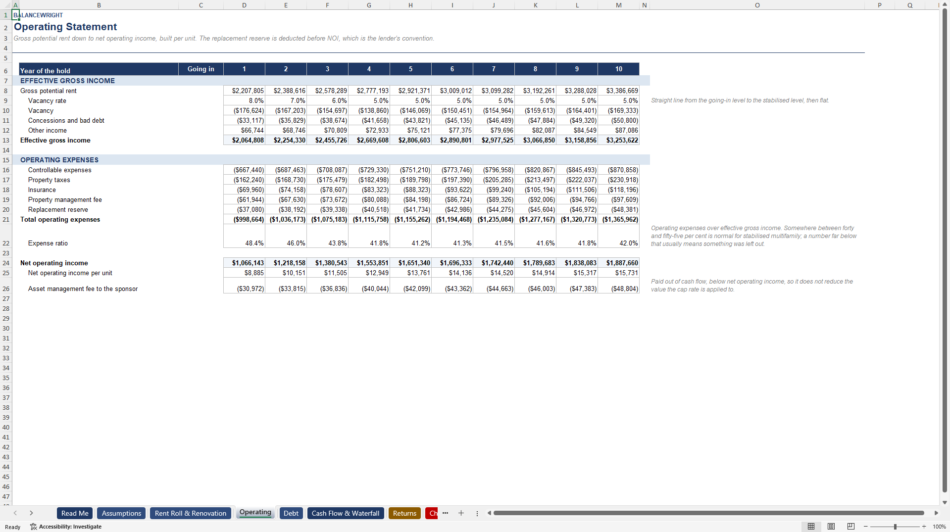 Multifamily Value-Add Apartment Acquisition & DSCR Model (Excel template (XLSX)) Preview Image