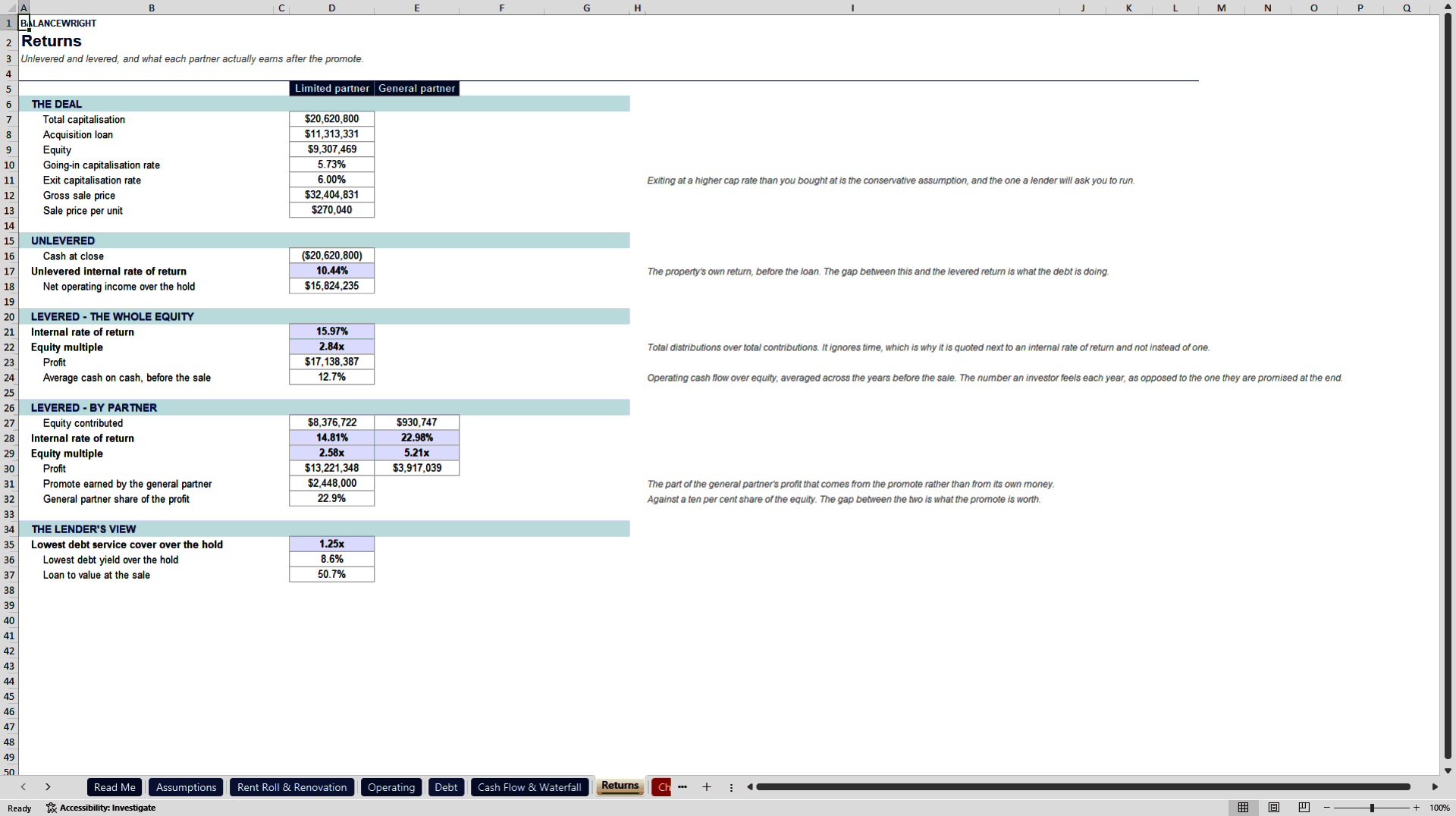 Multifamily Value-Add Apartment Acquisition & DSCR Model (Excel template (XLSX)) Preview Image