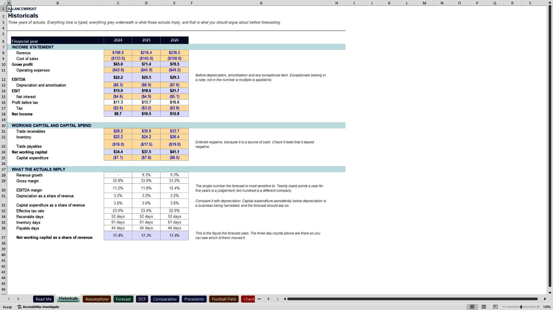Business Valuation Model: DCF, Comps & Football Field (Excel template (XLSX)) Preview Image