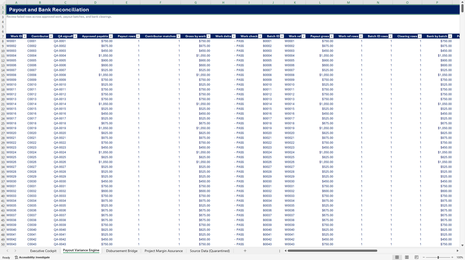 Enterprise Project Margin & Payout Disbursement Suite (Excel template (XLSX)) Preview Image