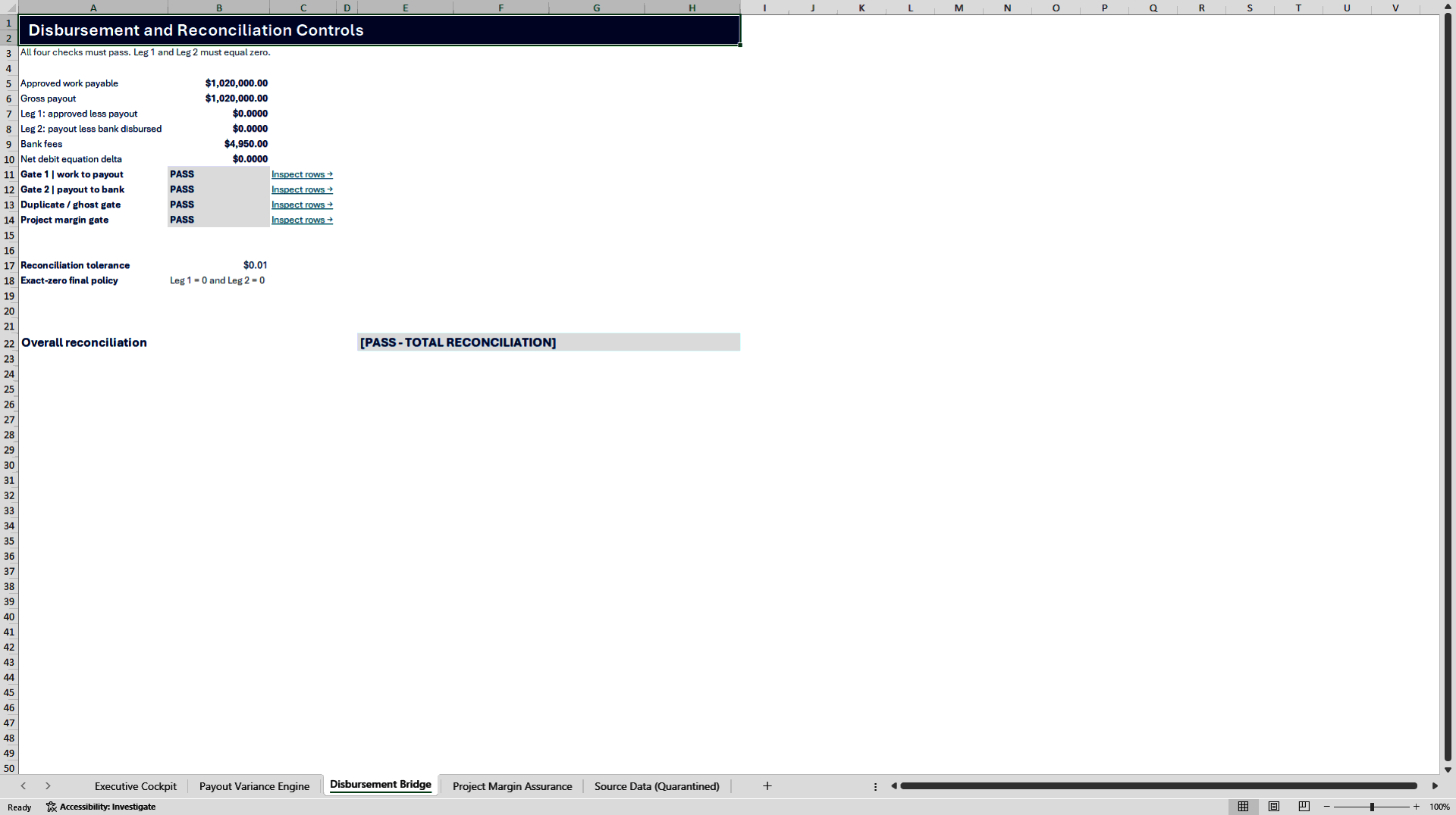 Enterprise Project Margin & Payout Disbursement Suite (Excel template (XLSX)) Preview Image