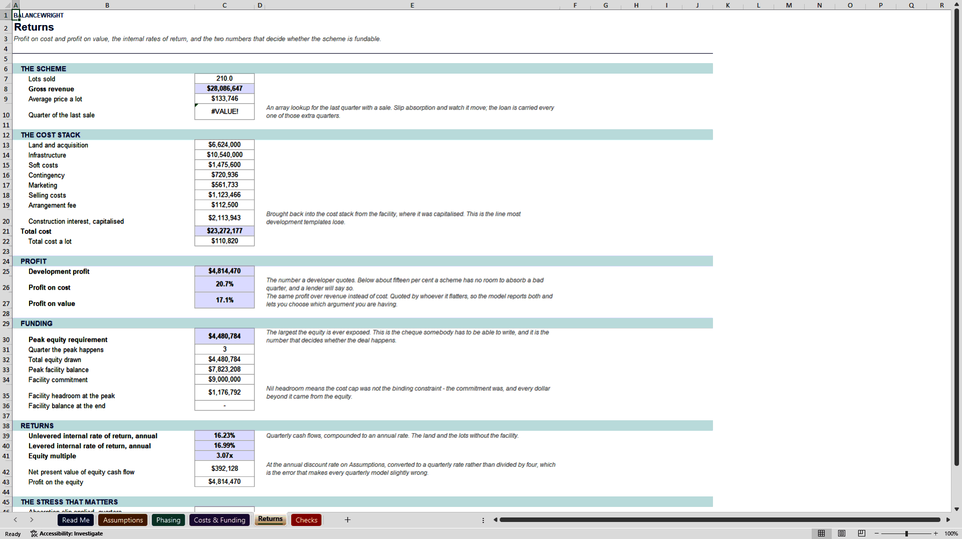 Land Development & Subdivision Model with Construction Loan (Excel template (XLSX)) Preview Image