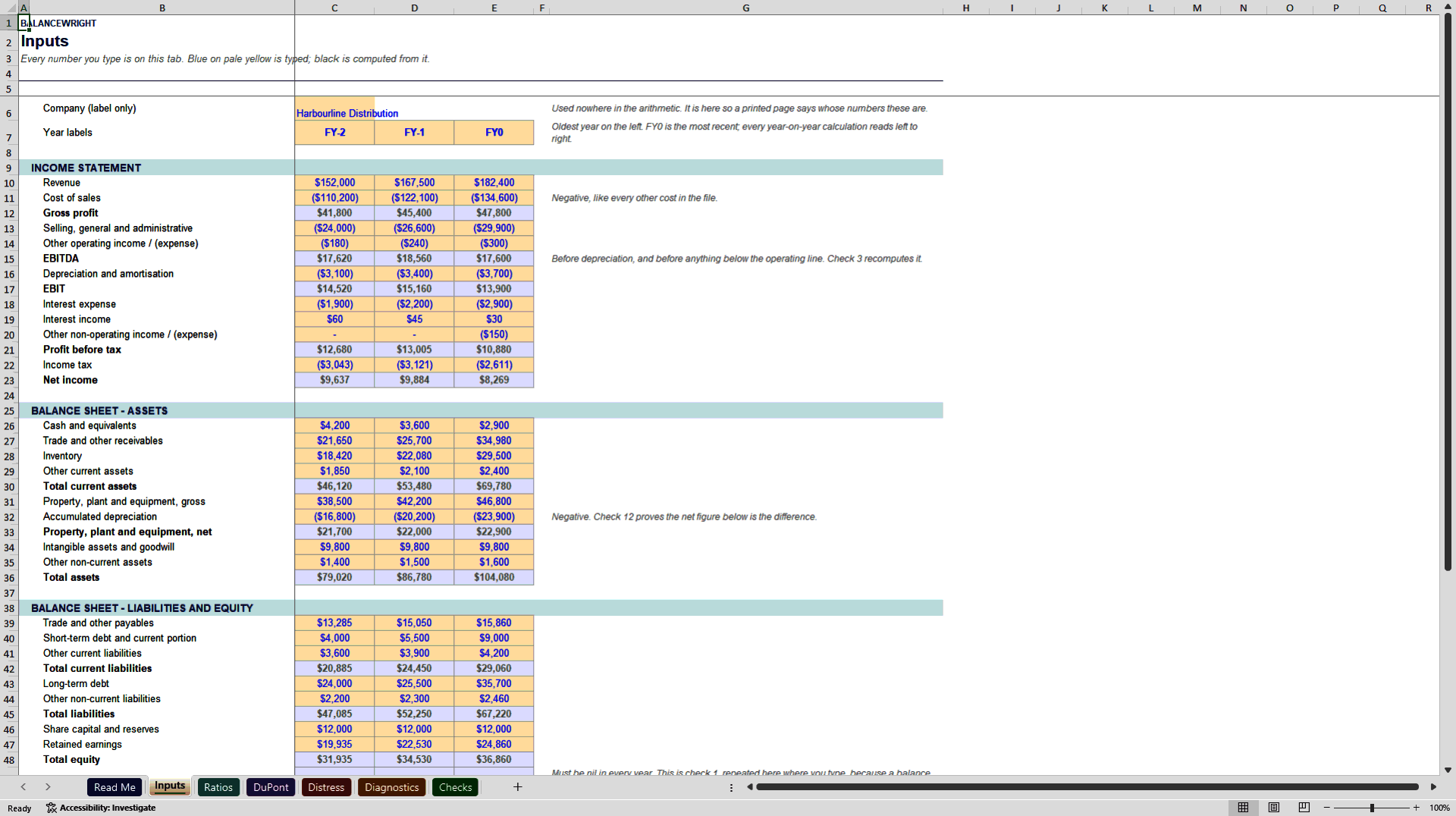 Financial Ratios & Diagnostics: 65 Ratios, Bands, Scores (Excel template (XLSX)) Preview Image