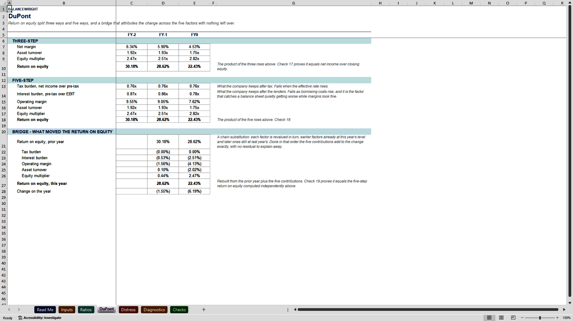 Financial Ratios & Diagnostics: 65 Ratios, Bands, Scores (Excel template (XLSX)) Preview Image