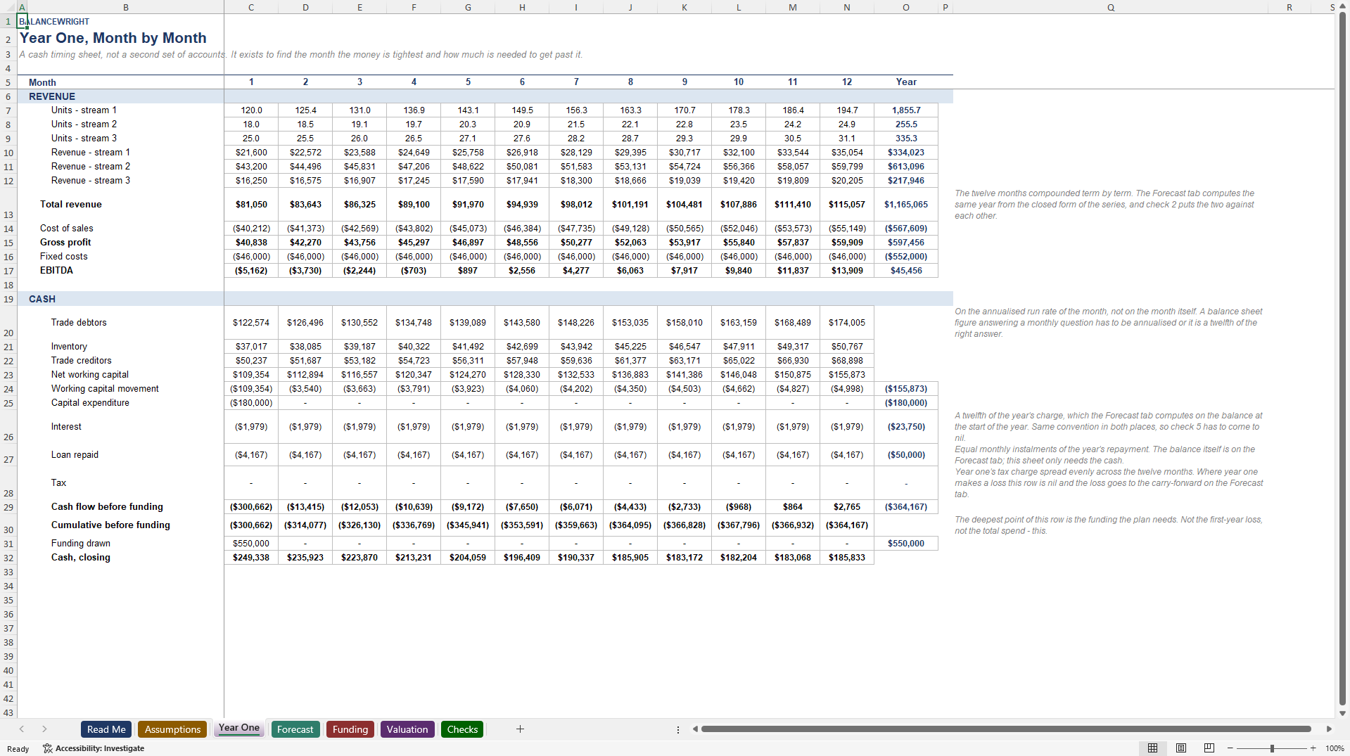 Business Plan Financial Model: 5-Year 3-Statement + Value (Excel template (XLSX)) Preview Image