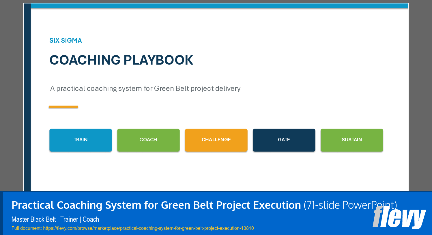 Practical Coaching System for Green Belt Project Execution (71-slide PPT PowerPoint presentation template (PPTX)) Preview Image