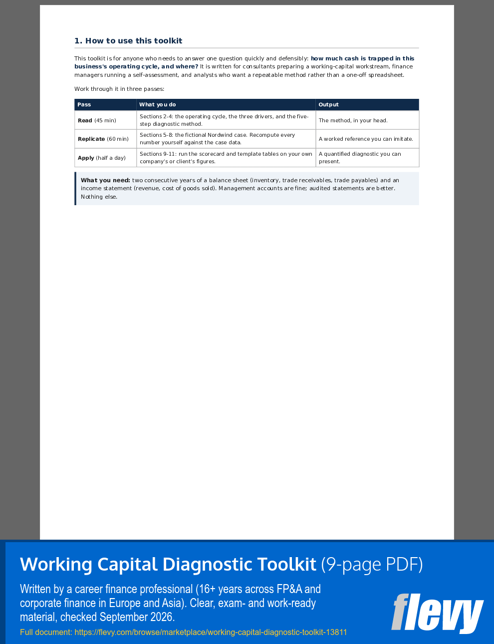 Working Capital Diagnostic Toolkit (9-page PDF document) Preview Image