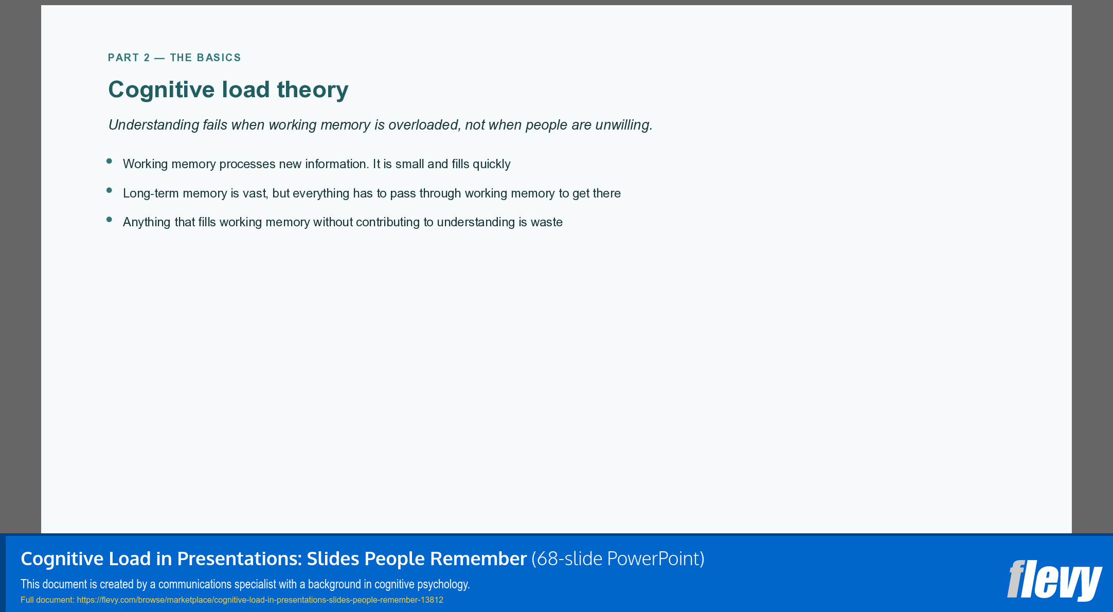 Cognitive Load in Presentations: Slides People Remember (68-slide PPT PowerPoint presentation template (PPTX)) Preview Image