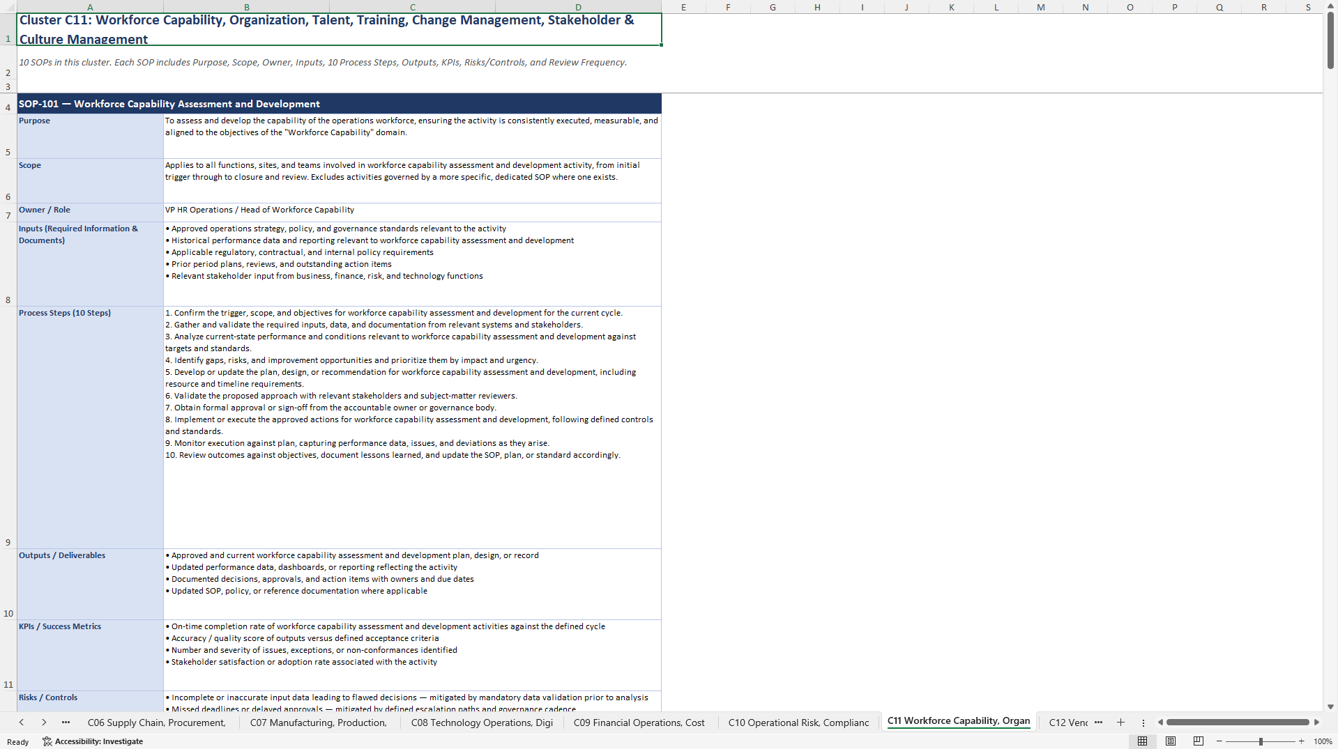 100+ Strategic Operations Management SOPs (Excel template (XLSX)) Preview Image