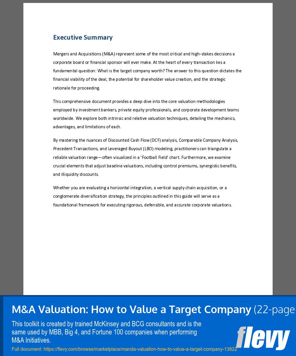 M&A Valuation: How to Value a Target Company (22-page Word document) Preview Image