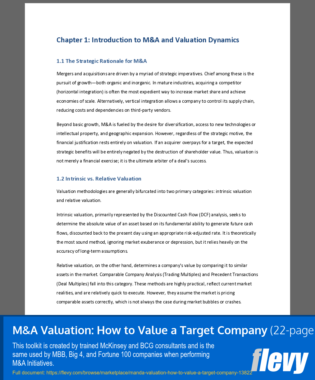 M&A Valuation: How to Value a Target Company (22-page Word document) Preview Image