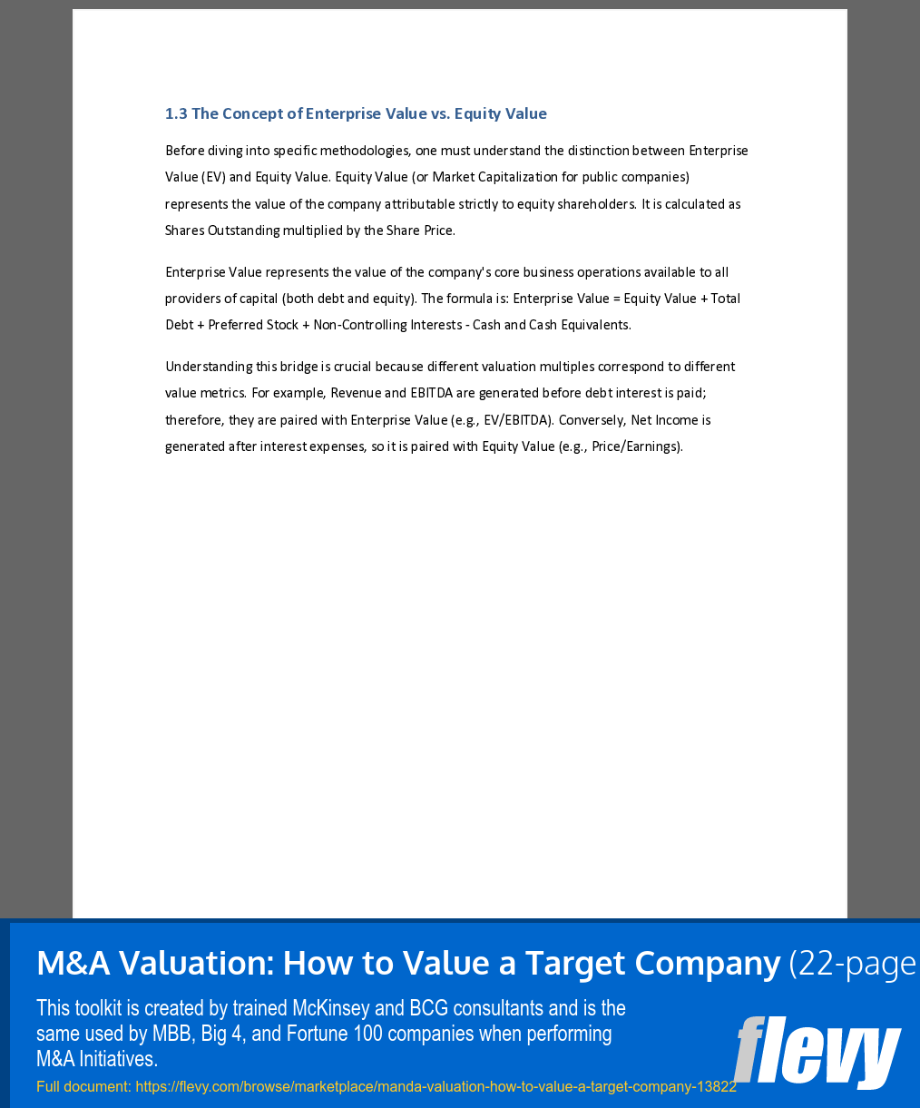 M&A Valuation: How to Value a Target Company (22-page Word document) Preview Image