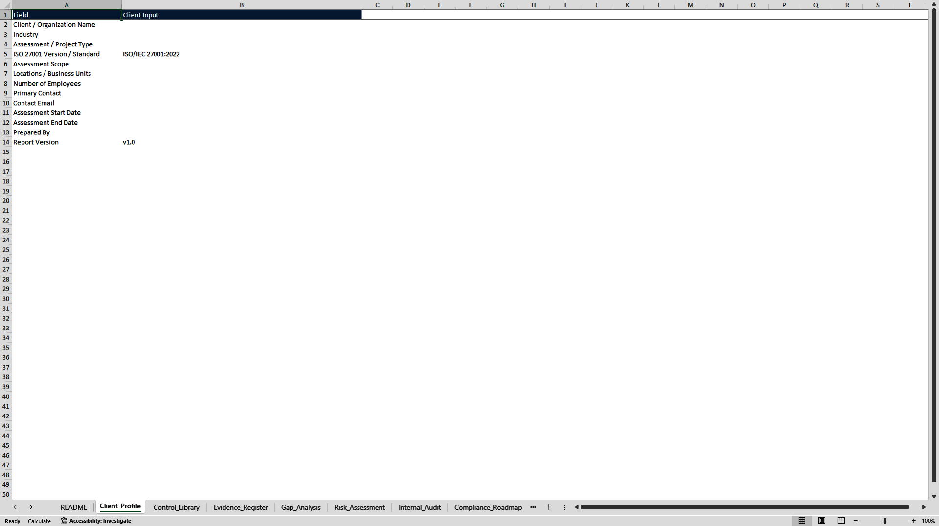 ISO 27001 Gap Analysis + Risk Register Excel Workbook (Excel template (XLSX)) Preview Image