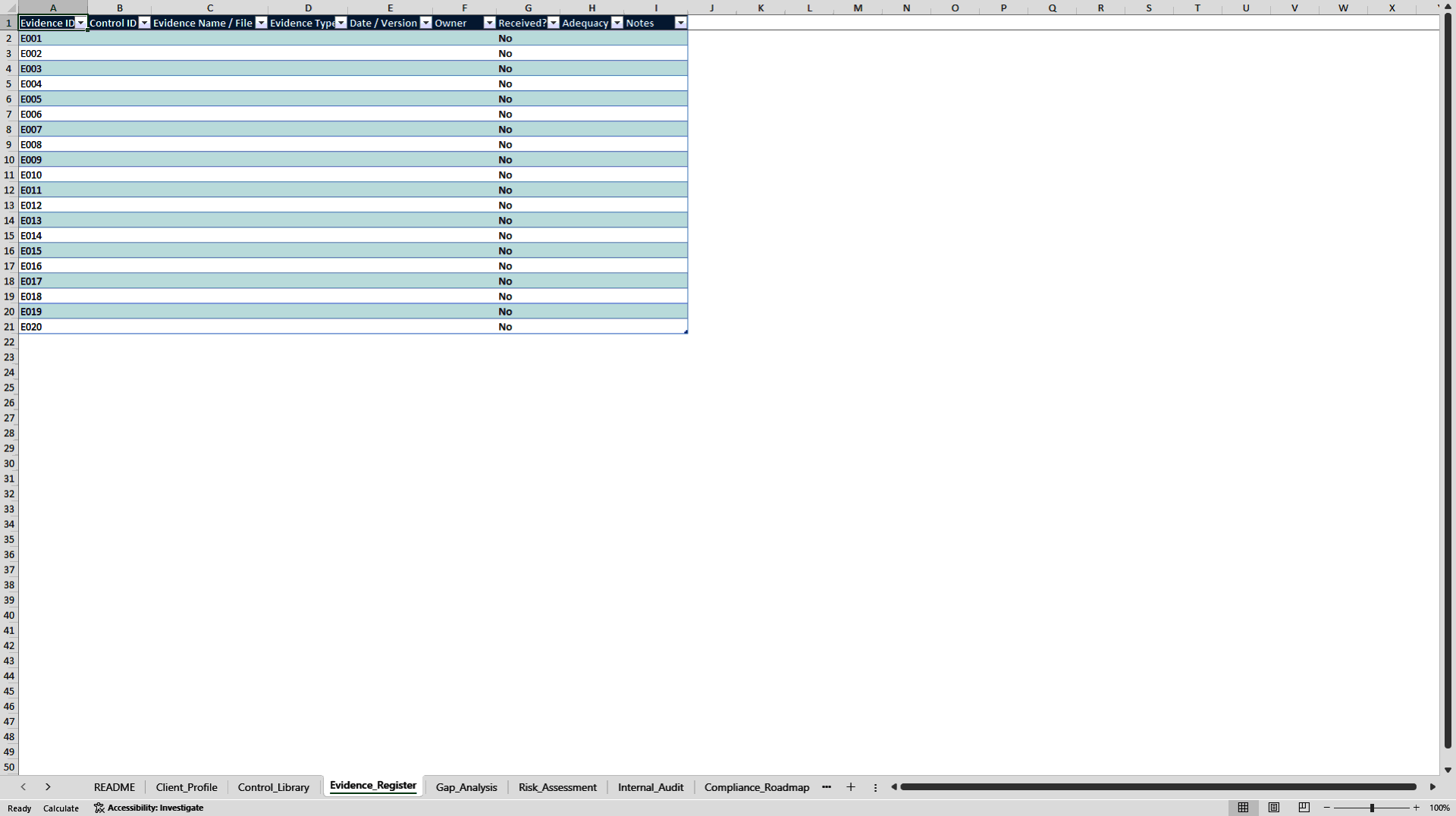 ISO 27001 Gap Analysis + Risk Register Excel Workbook (Excel template (XLSX)) Preview Image
