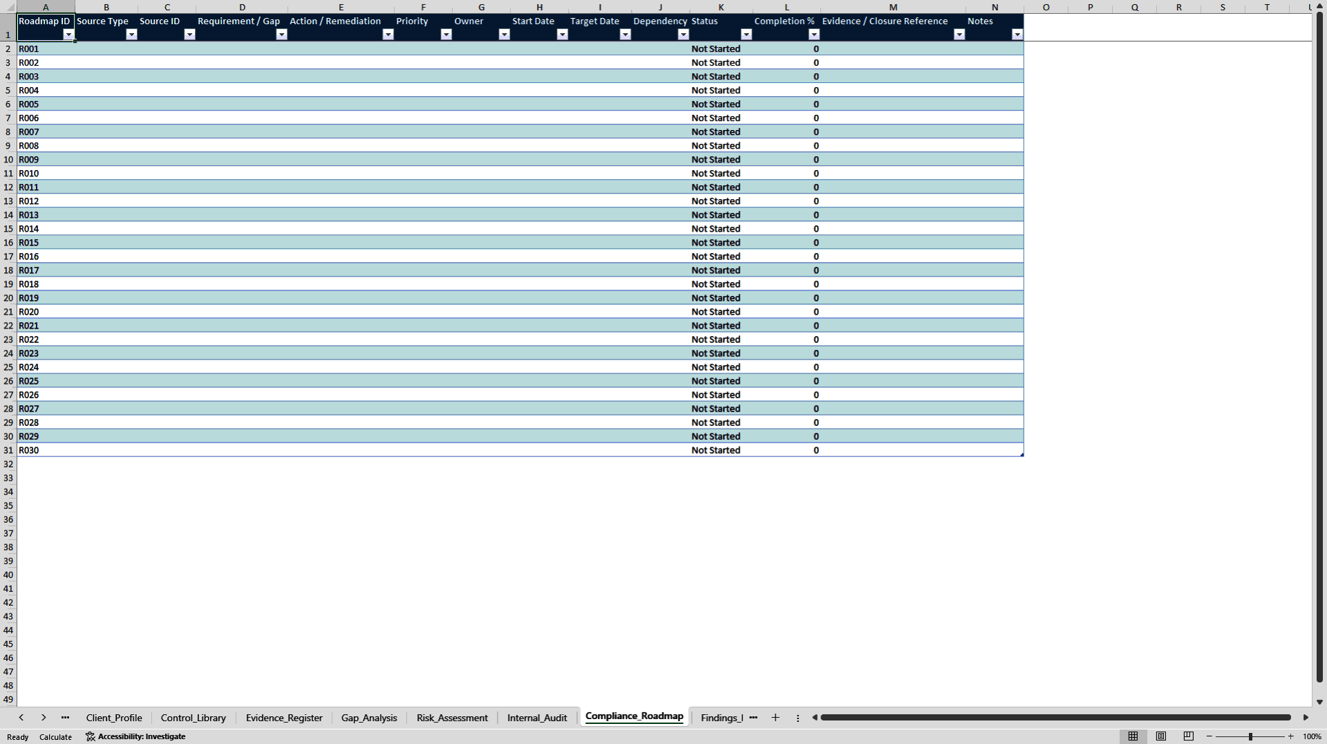 ISO 27001 Gap Analysis + Risk Register Excel Workbook (Excel template (XLSX)) Preview Image
