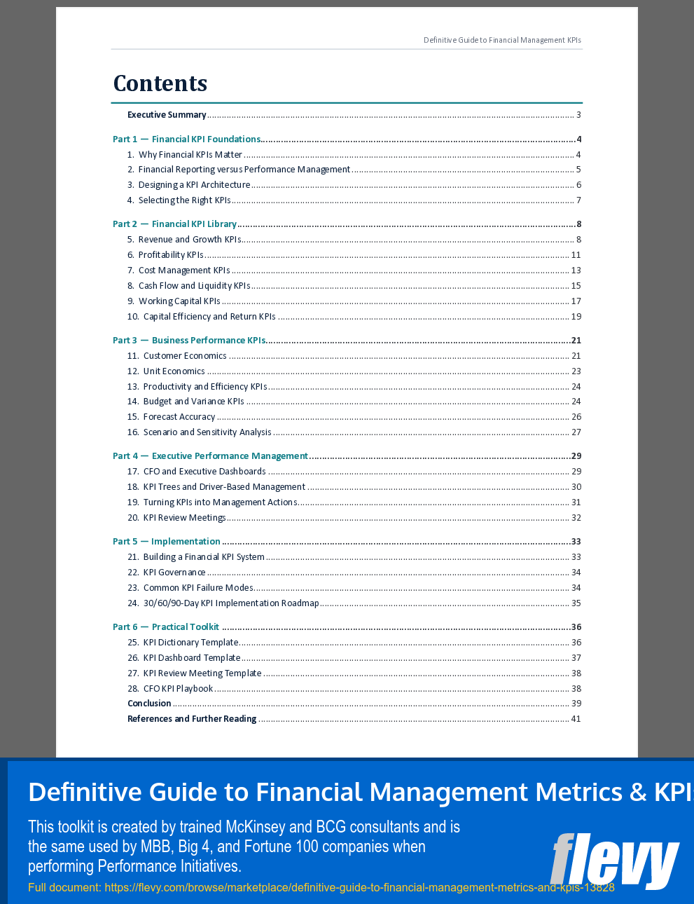 Definitive Guide to Financial Management Metrics & KPIs (39-page Word document) Preview Image