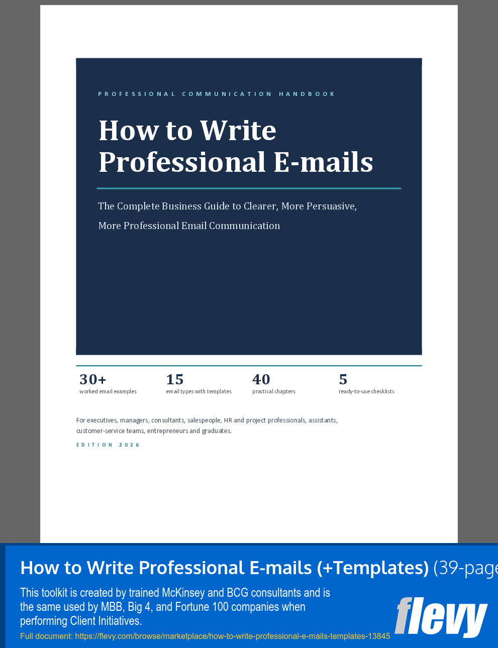 How to Write Professional E-mails (+Templates) (39-page Word document) Preview Image