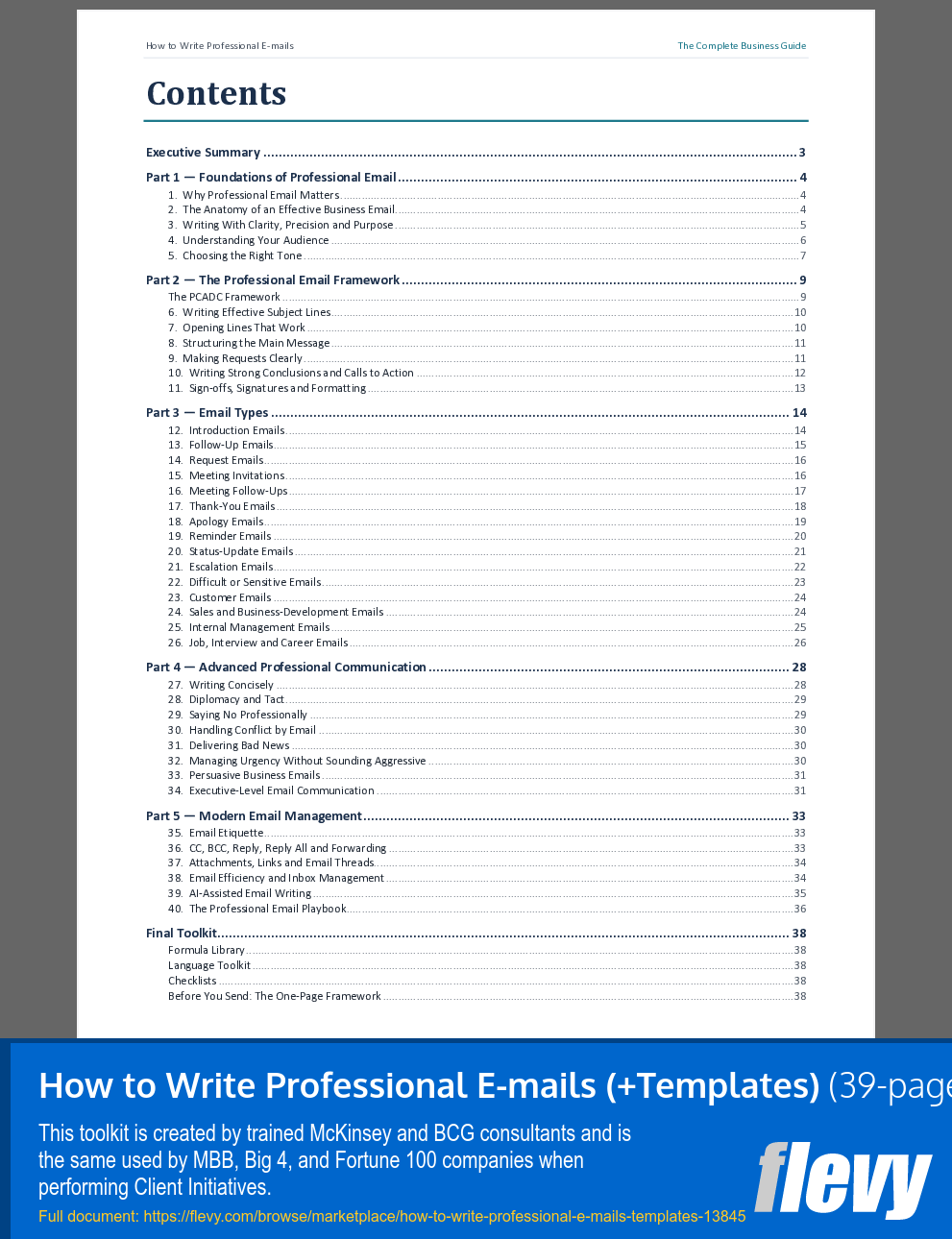 How to Write Professional E-mails (+Templates) (39-page Word document) Preview Image