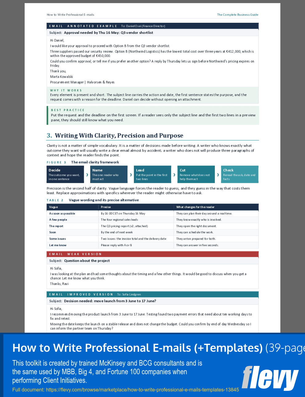 How to Write Professional E-mails (+Templates) (39-page Word document) Preview Image