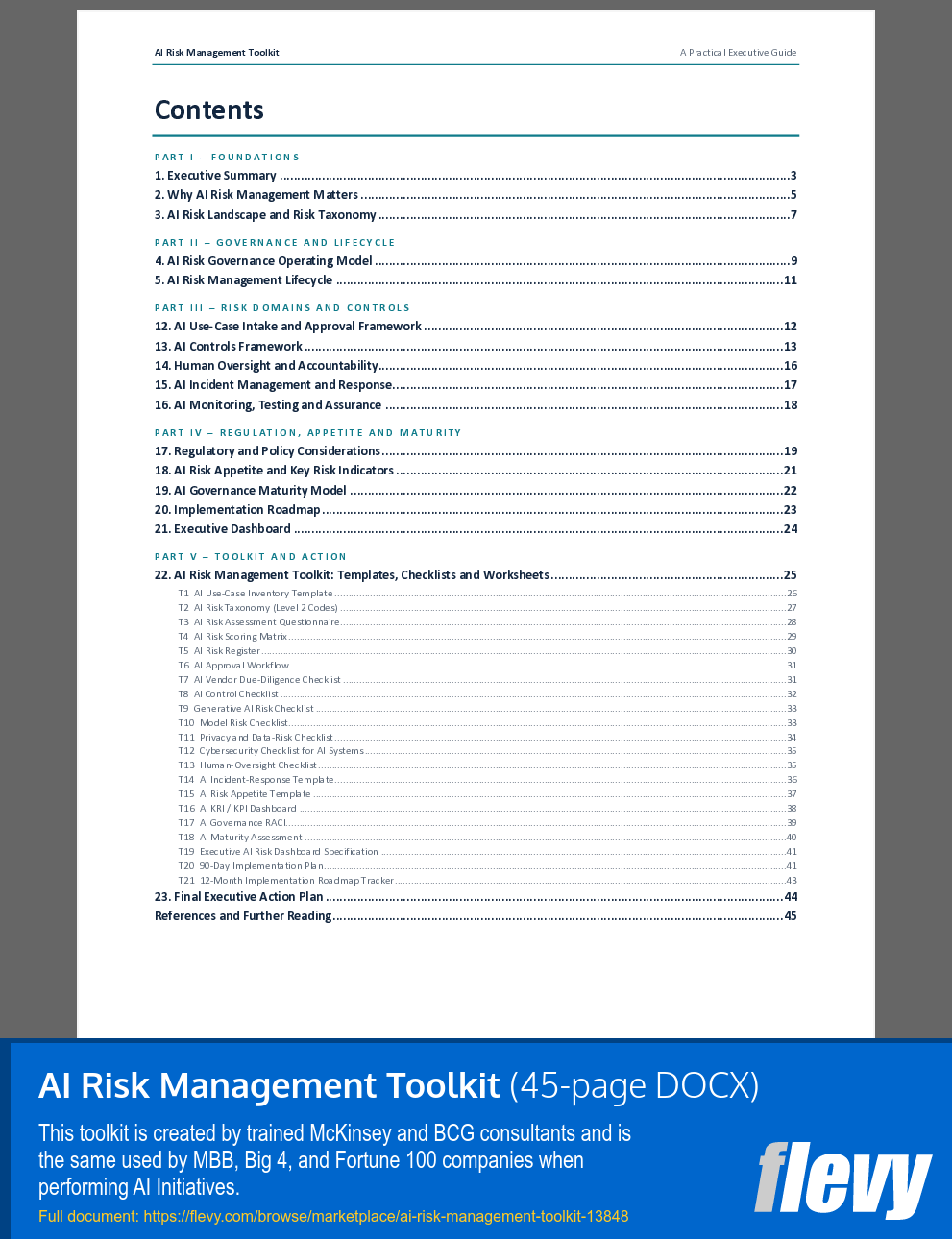 AI Risk Management Toolkit (45-page Word document) Preview Image