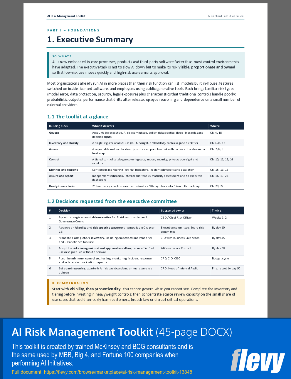 AI Risk Management Toolkit (45-page Word document) Preview Image