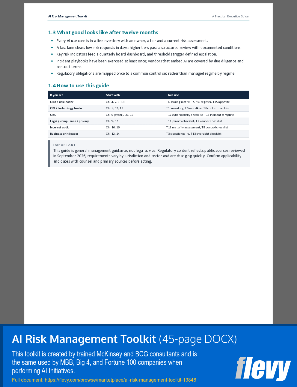 AI Risk Management Toolkit (45-page Word document) Preview Image