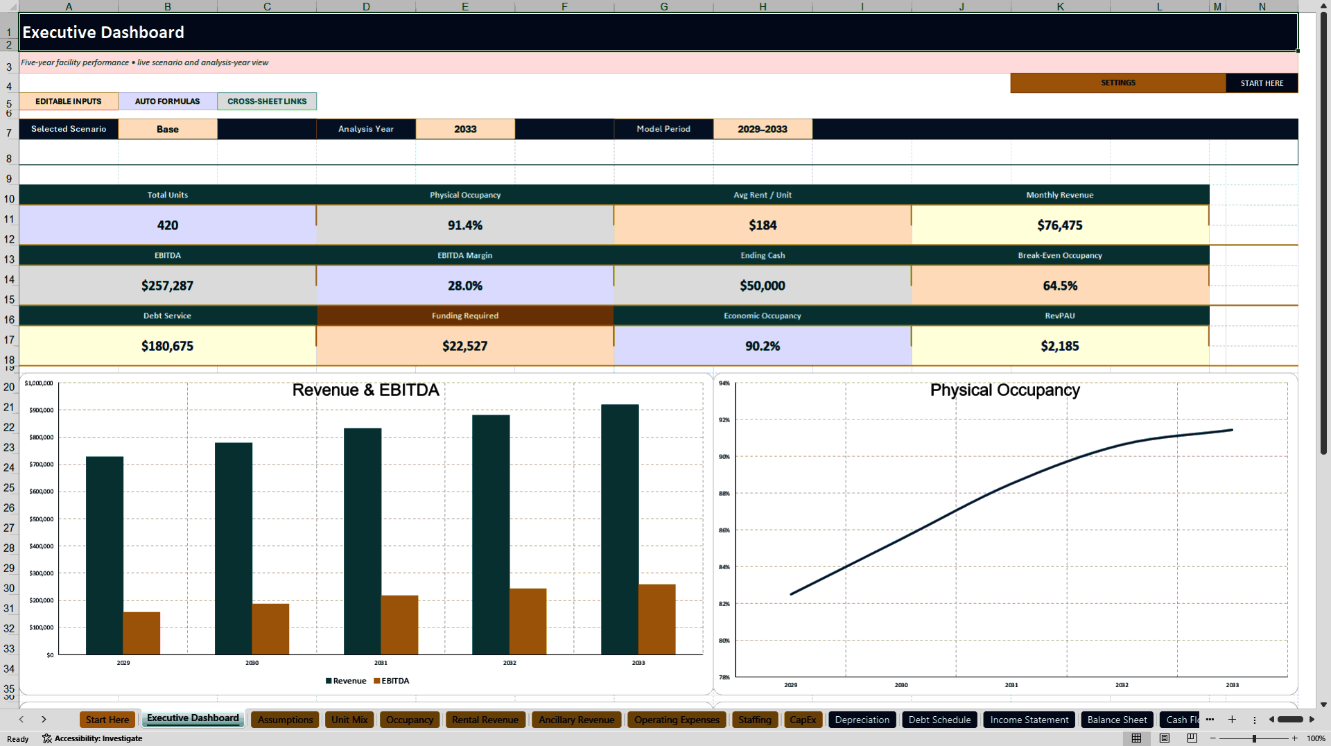 Self Storage Financial Model - 5-Year Forecast (Excel template (XLSX)) Preview Image